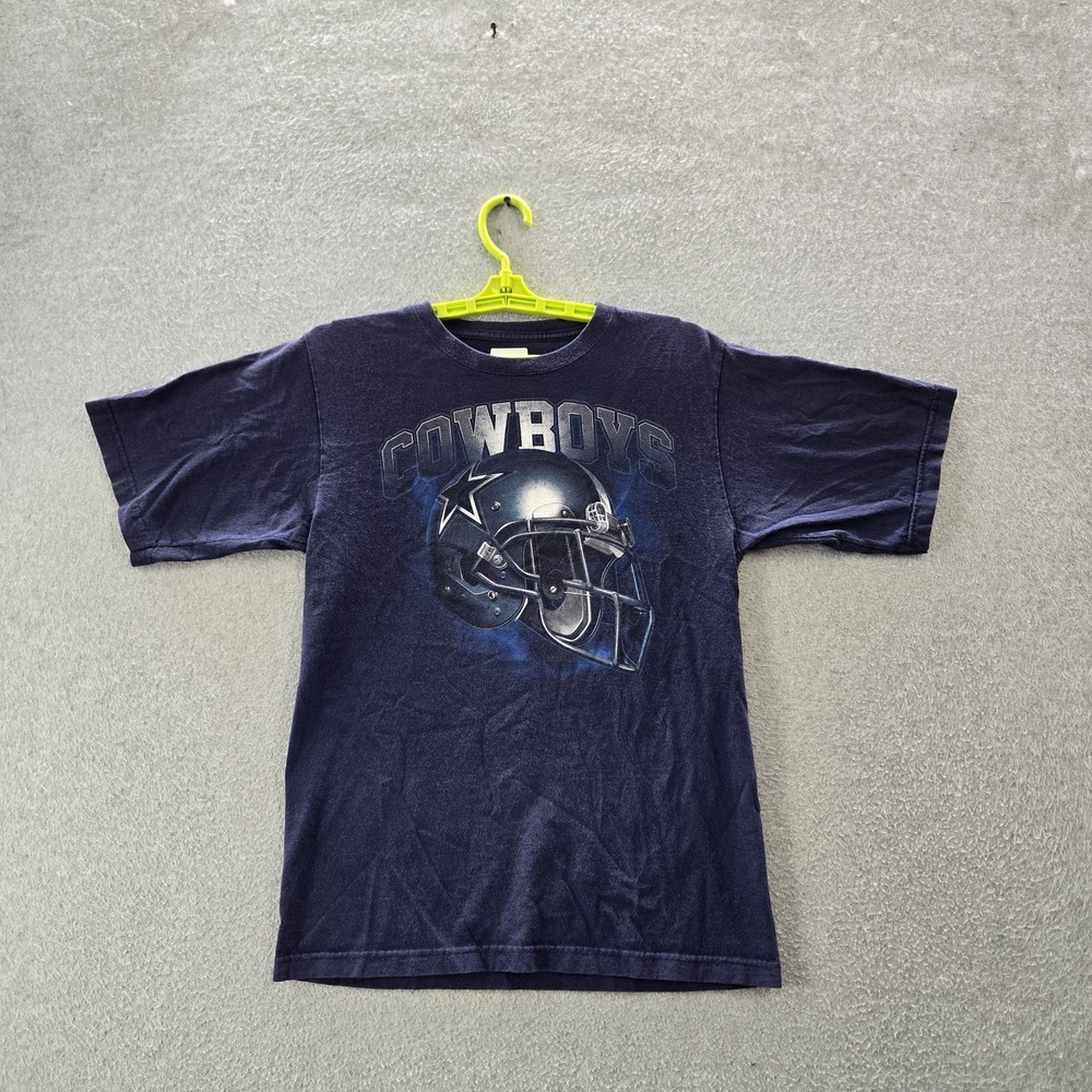Dallas Cowboys Men Shirt S Blue Football Helmet Graphic Print Short Sleeve Logo